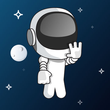 Vector white small astronaut illustration