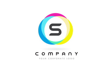 S Letter Logo Design with Rainbow Rounded Colors.