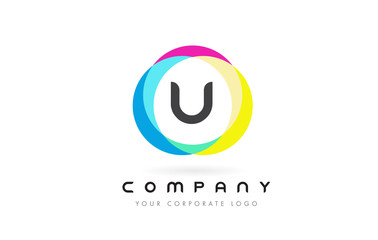 U Letter Logo Design with Rainbow Rounded Colors.