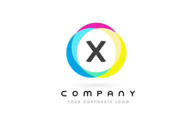 X Letter Logo Design with Rainbow Rounded Colors.