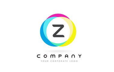 Z Letter Logo Design with Rainbow Rounded Colors.
