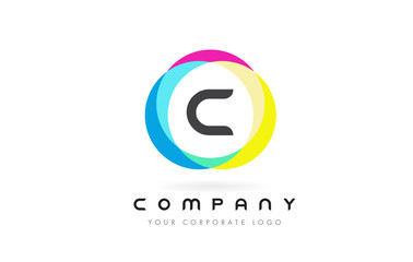 C Letter Logo Design with Rainbow Rounded Colors.