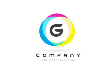 G Letter Logo Design with Rainbow Rounded Colors.