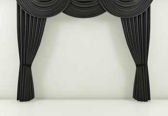 black curtain or drapes background. 3d render - 138494283