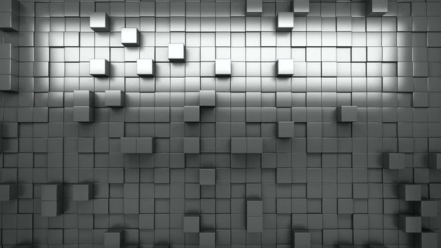 3D rendering. Black and white extruded cubes. Abstract background. Loop.