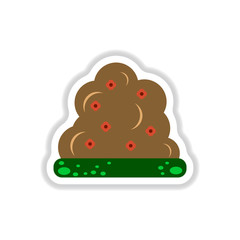 Labels with shadow flat vector icon grass and bush