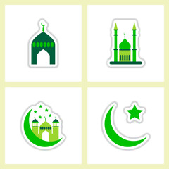 Label icon on design sticker collection ramadan Arabic assembly