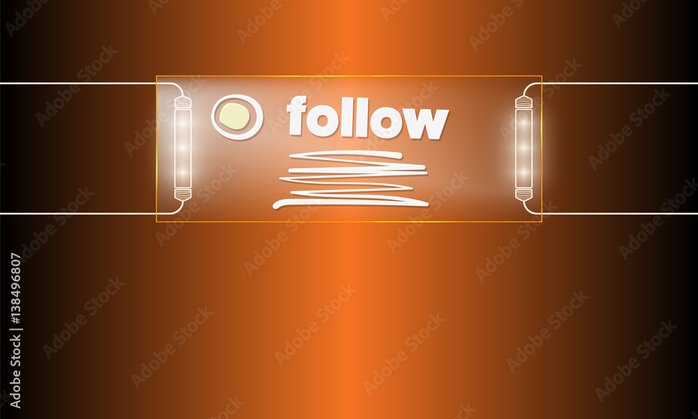 Poster vector blue glass transparency objects and lights and the word follow