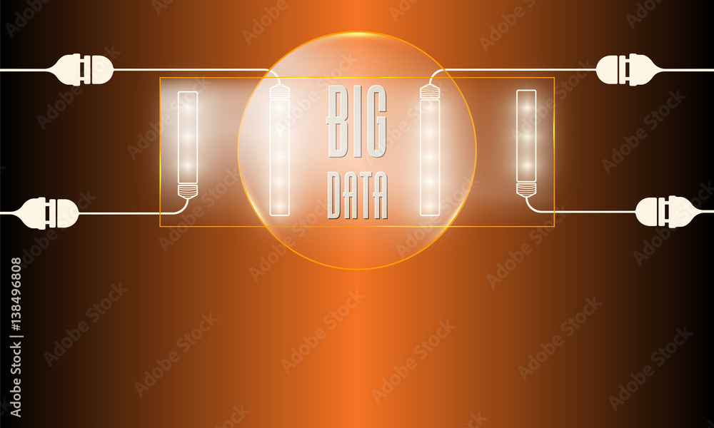 Poster vector blue glass transparency objects and lights and the words big data