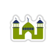 Label icon on design sticker collection Arab mosque