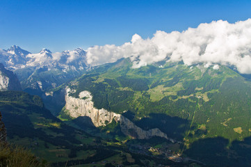 Beautiful idyllic Alps landscape with mountains in summer, Switzerland
