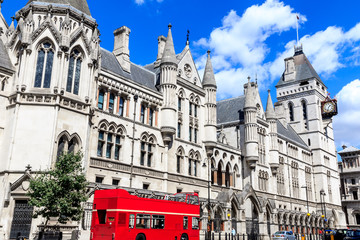 The exterior of Royal Courts of Justice in London