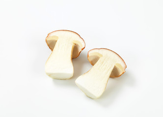 halved boletus mushroom