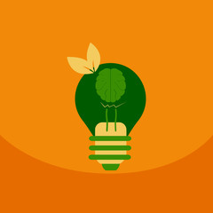 light save planet on ecology style lamp with brain and leaf