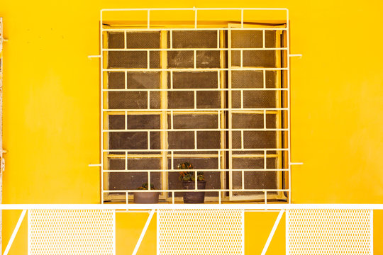 Yellow Wall Of Building In Cuba