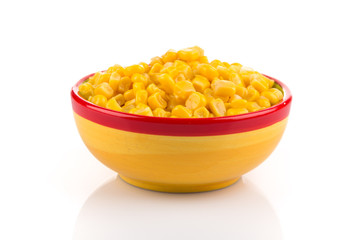 sweet canned corn in bowl