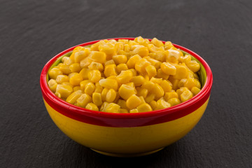 sweet canned corn in bowl