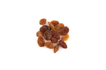 Sweet raisins on white