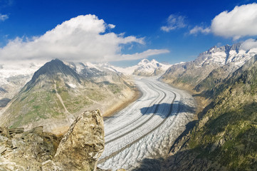 Aletsch glacier in Alps, summer in mountains, Switzerland
