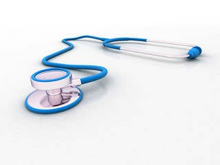 stethoscope isolated on white background. 3d illustration. medical concept