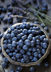 Fresh Picked Blueberries in an Antique Bowl
