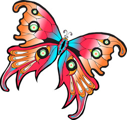 Векторное изображение разноцветная тропическая бабочка изолированная на белом фоне