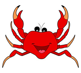 Cute smiling cartoon crab - illustration