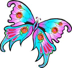 Векторное изображение разноцветная тропическая бабочка изолированная на белом фоне