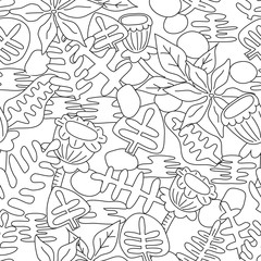 Seamless pattern background with plants.