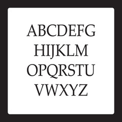 English alphabet in black color