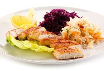 Grilled chicken fillet and vegetables 