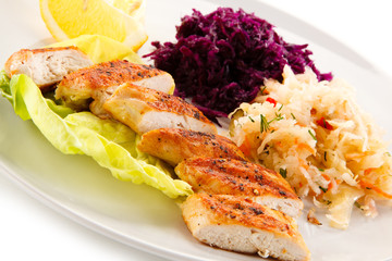 Grilled chicken fillet and vegetables 