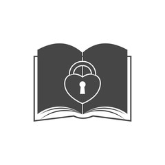 Book with love lock icon - Illustration 