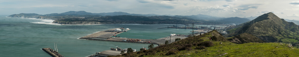 Fototapeta premium Panoramic view of El Abra Port of bilbao, basque coast 