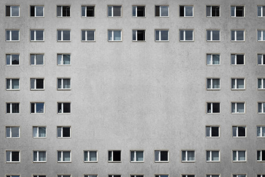 many windows on building facade - plattenbau