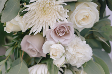 Wedding decor. Beautiful flowers in bouquet, closeup