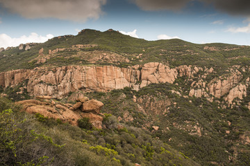 Fototapeta na wymiar Giant Cliff Near Sandstone Peak in Santa Monica Mountains National Recreation Area