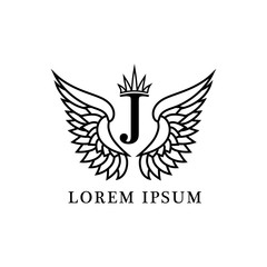 Wings black icons vector. Modern logo tamplate