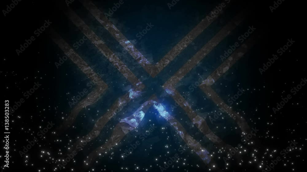 Poster abstract background with futuristic displacement elements and particles. 3d rendering