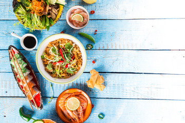 Various of asian meals on rustic background , top view , place for text. © Lukas Gojda