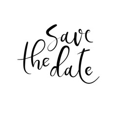Save The Date Hand Lettering Greeting Card. Modern Calligraphy.