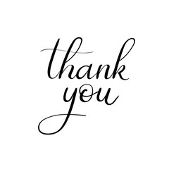 Thank You Hand Lettering Card. Modern Calligraphy. Vector Illustration.