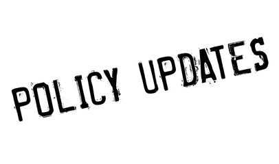 Policy Updates rubber stamp. Grunge design with dust scratches. Effects can be easily removed for a clean, crisp look. Color is easily changed.