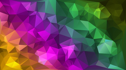 Fototapeta na wymiar Abstract multicolored polygon, low polygon background. Transfusion of color. Yellow, purple, green colors. Watercolor effect. Geometric Pattern