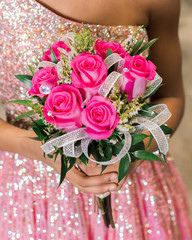 Pink rose prom bouquet © Mary Perry