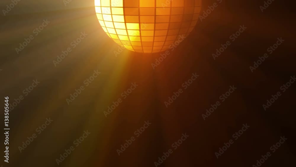Poster abstract background with disco ball and lights. 3d rendering. seamless loop