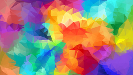 Abstract low poly background. Pattern of triangles. Polygonal design. Fullcolor all colors of the rainbow. All colors of the rainbow. Raster copy - obrazy, fototapety, plakaty