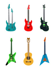 acoustic electric guitar vector icons set isolated illustration guitars silhouette music concert sound fun melody retro musical bass object classic jazz