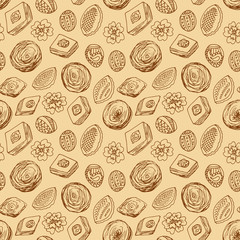 Novruz seamless background with sweets.