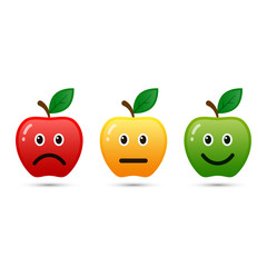 Apple emoticons icon set positive, neutral and negative, vector.